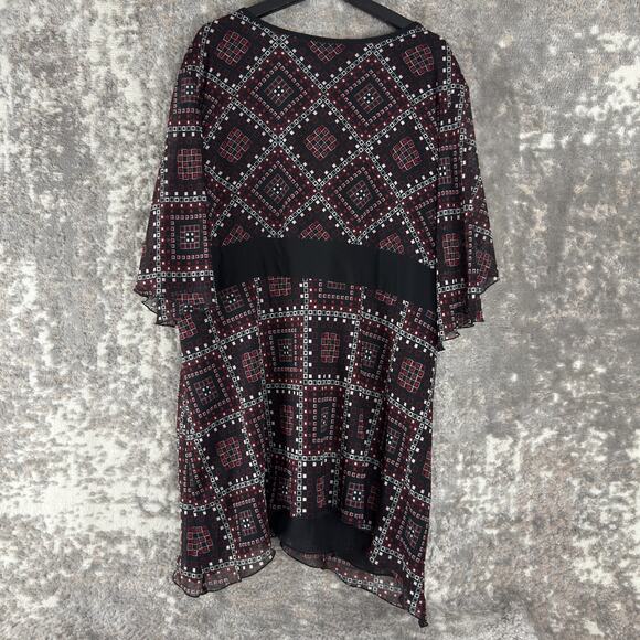 New York City Design Co Plus Size 24 Geometric Knee Length Shift Dress V Neck - Picture 3 of 7